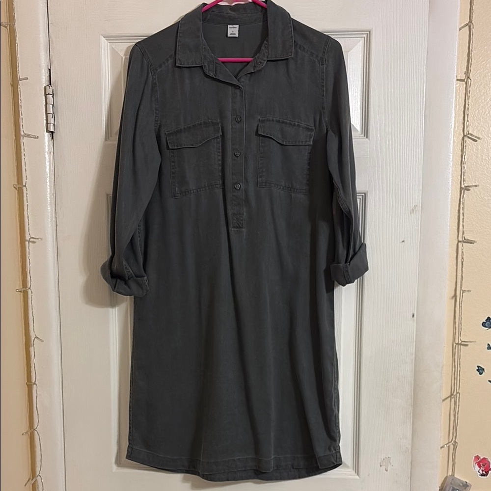 Casual Gray Shirt Dress